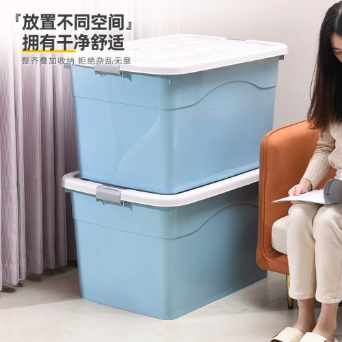 特大號加厚儲物收納箱整理衣服棉被整理大容量塑膠帶蓋玩具收納箱