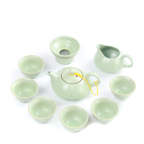 汝窰茶具套裝陶瓷整套茶壺茶杯蓋碗辦公家用禮品套裝