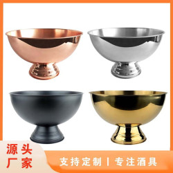 不鏽鋼冰桶12L金屬電鍍大冰碗圓形香檳冰酒桶酒吧ktv啤酒冰粒桶