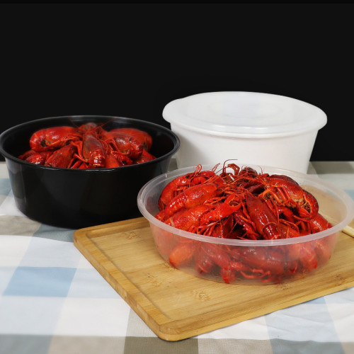 博瑞一次性餐盒小龍蝦外賣打包盒圓形盆酸菜魚大容量帶蓋pp水果切