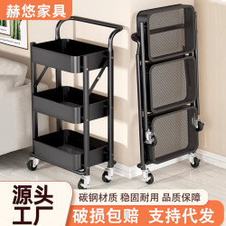 廚房放菜免打孔儲物架落地多層收納架可折曡移動小推車置物架