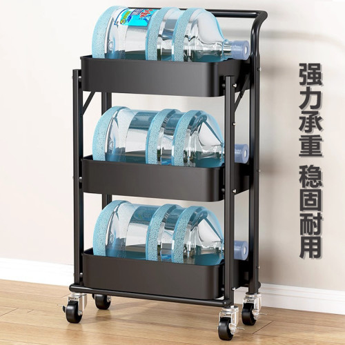 廚房放菜免打孔儲物架落地多層收納架可折曡移動小推車置物架