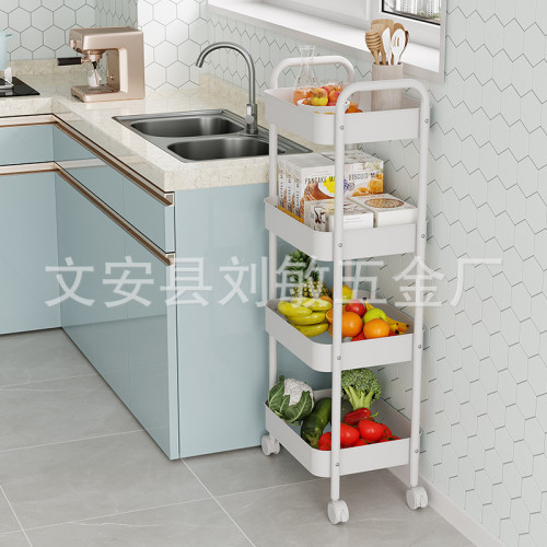 小推車置物架雙扶手收納架多層零食架可移動廚房落地儲物架子