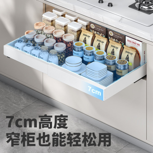可伸縮櫥櫃拉籃抽拉式置物架下水槽抽屜碗籃鍋具廚房收納調味料架