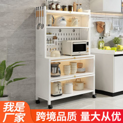 廚房儲物櫃碳鋼置物架帶門家用餐邊櫃微波爐烤箱收納櫃