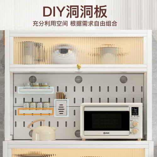 廚房儲物櫃碳鋼置物架帶門家用餐邊櫃微波爐烤箱收納櫃