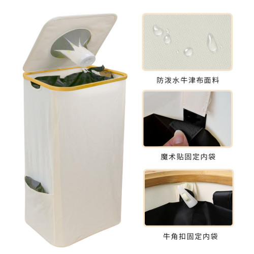 帶蓋可折曡迴收瓶箱楠竹牛津布收納筐家用帶內袋集瓶箱