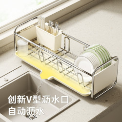 廚房碗碟收納架窄款不鏽色置物架多功能碗架碗筷收納盒碗盤瀝水架