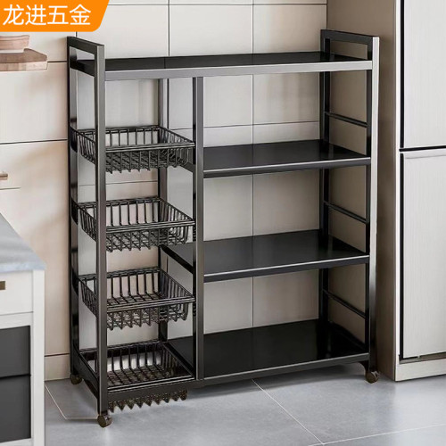廚房落地多層置物架微波爐烤箱收納儲物架可移動蔬菜儲物架子