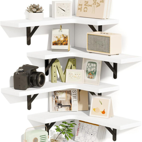 Corner Floating Shelves, Wall Mounted Corner Shelf Set of 5,