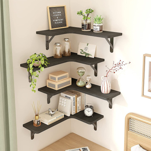 Corner Floating Shelves, Wall Mounted Corner Shelf Set of 5,