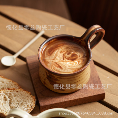 日式復古粗陶杯子陶瓷咖啡杯馬克杯伴手禮下午茶早餐杯