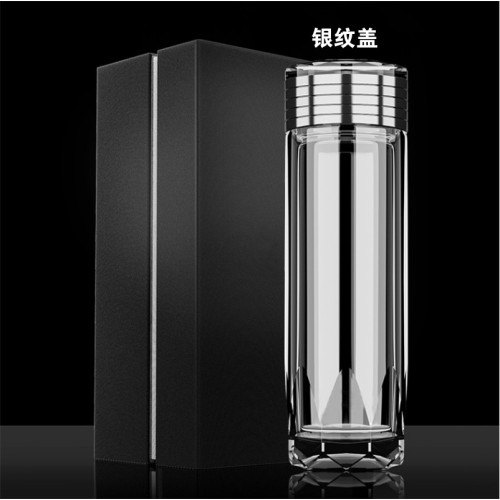雙層玻璃杯加厚隔熱泡茶杯可攜式高檔男士禮品水晶杯子