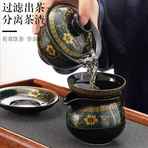 懶人茶具套裝家用石磨盤泡茶壺器功夫茶杯辦公室會客陶瓷整套創意