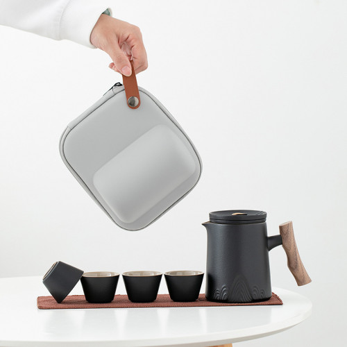 便捷式旅行茶具小套裝戶外泡茶壺陶瓷茶杯快客杯一壺四杯