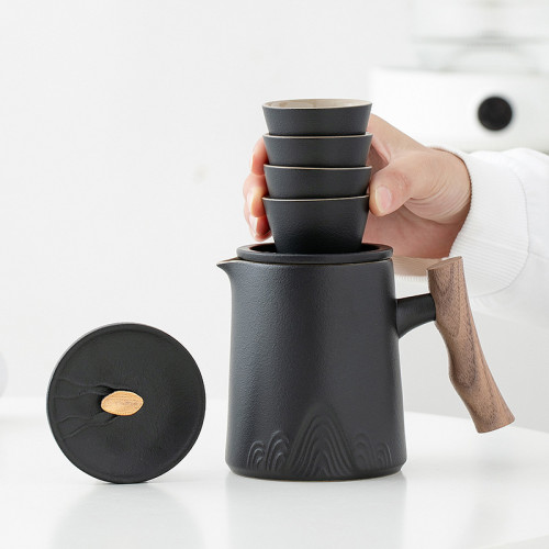 便捷式旅行茶具小套裝戶外泡茶壺陶瓷茶杯快客杯一壺四杯