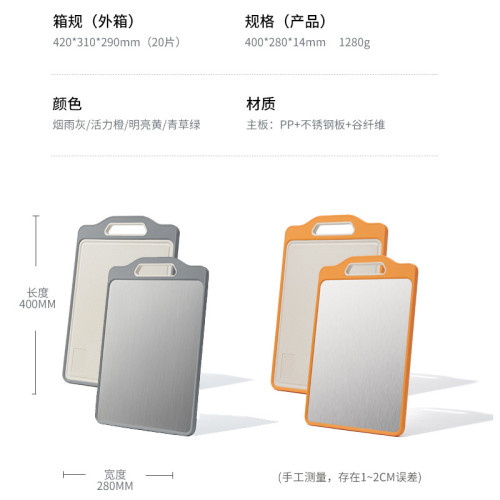 防黴家用菜板不鏽鋼砧板雙面面板塑膠案板廚房PP分類切菜板粘板