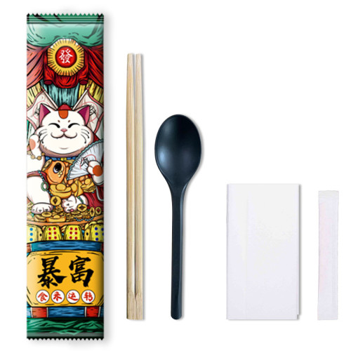 訂圖一次性筷子套裝外賣打包四件套筷子勺子餐具包四合一
