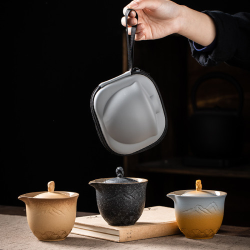 快客杯旅行茶具套裝可攜式包泡茶功夫茶杯單人一壺二杯戶外茶壺出差