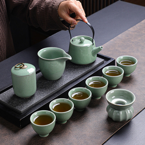 哥窰茶具套裝功夫茶高檔禮盒伴手禮陶瓷茶壺茶杯功夫家用全套