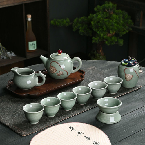 功夫茶具套裝整套家用陶瓷哥窰禮盒一整套高級商務全套禮品伴手禮