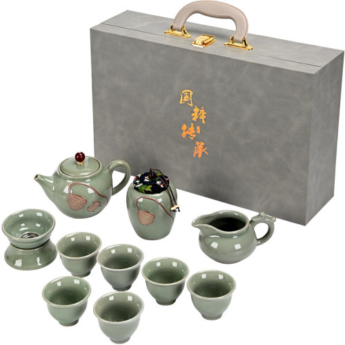功夫茶具套裝整套家用陶瓷哥窰禮盒一整套高級商務全套禮品伴手禮