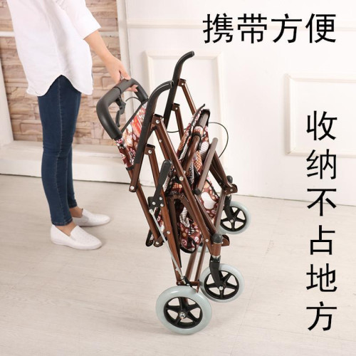 老年人散步車買菜車可坐人老人推坐兩用車老人車手推可坐可攜式家用