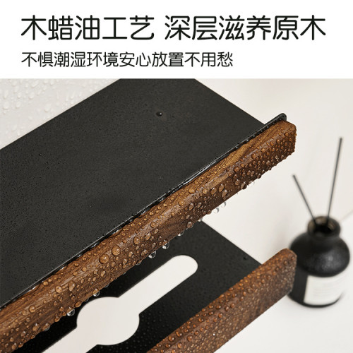 多功能牙刷置物架免打孔壁掛牆上漱口杯架紙巾架胡桃木浴室收納架