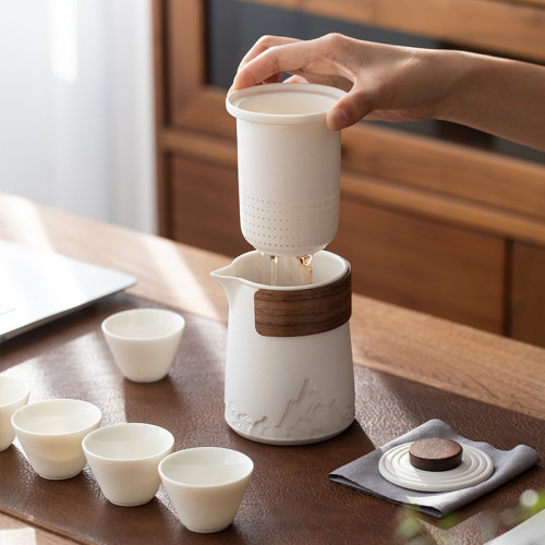 甯暄旅行茶具套裝可攜式快客杯家用玻璃壺禮品茶具旅行茶具套裝
