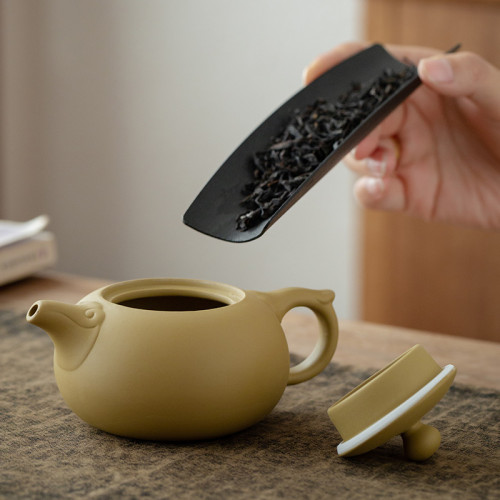 黃段泥紫砂茶壺半手工泡茶壺功夫茶具泡茶器球孔家用大容量西施壺