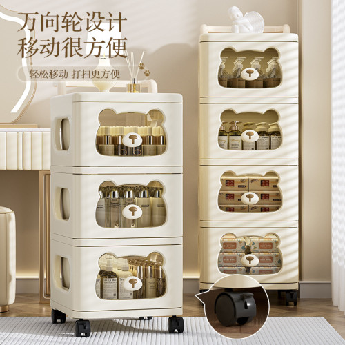 小推車置物架落地抽屜式零食架子家用多層嬰兒收納玩具襍物儲物櫃