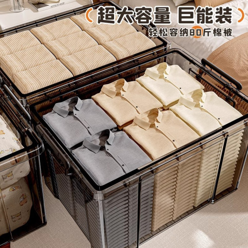 透明收納箱大容量帶蓋加厚防塵儲物箱家用衣櫃衣服收納塑膠整理箱