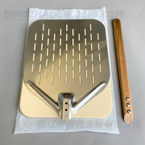 12鋁合金鏤空披薩鏟拆裝橡木起司手柄搭配披薩石烘培組合套裝