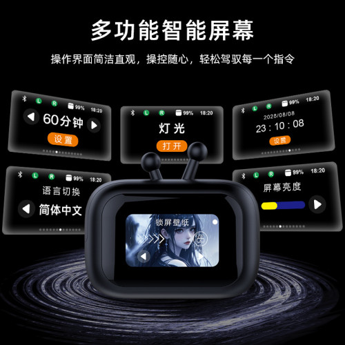 z13創意黑白小電視夾耳藍牙耳機氣骨傳導無線耳機不入耳