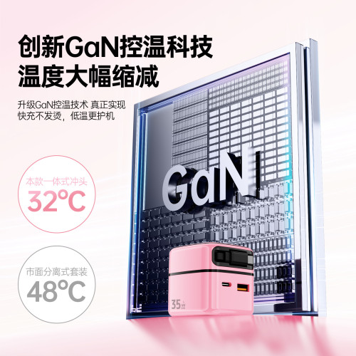新款C+L雙口氮化鎵充電器PD35W自帶雙拉伸縮線超級快充手機充電頭