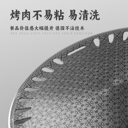 韓式不鏽鋼燒烤盤 麥飯石不沾烤盤 圓形炭烤肉篦子韓式商用碳烤盤