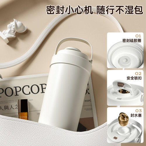 316不鏽鋼陶瓷內膽保溫杯女學生可攜式隨行外帶咖啡杯子雙飲帶吸管