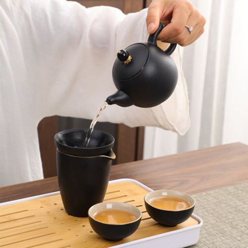 黑陶整套陶瓷功夫茶具可攜式套裝印刷家用客廳輕奢現代小套禮盒