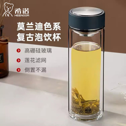 希諾雙層玻璃杯隔熱防燙禮盒裝男女士商務泡茶杯耐高溫大容量水杯