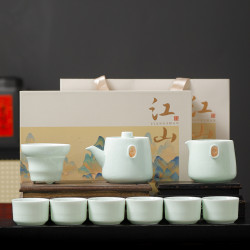 哥窰茶具套裝家用陶瓷泡茶壺中式功夫茶杯高檔商務伴手禮品禮盒裝
