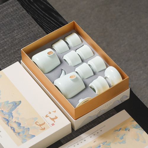 哥窰茶具套裝家用陶瓷泡茶壺中式功夫茶杯高檔商務伴手禮品禮盒裝
