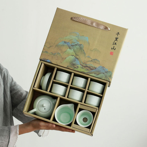哥窰茶具套裝家用陶瓷泡茶壺中式功夫茶杯高檔商務伴手禮品禮盒裝