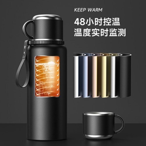 茶水分離大容量保溫杯智能商務雙層不鏽鋼戶外可攜式316水壺