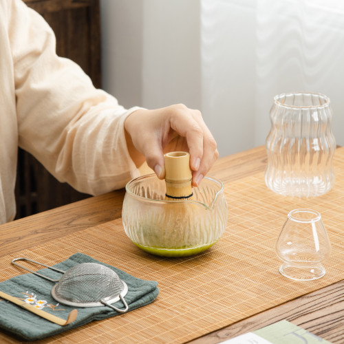 日式玻璃鎚紋抹茶茶具7件套茶筅抹茶刷百本立茶筅立組合宋代點茶