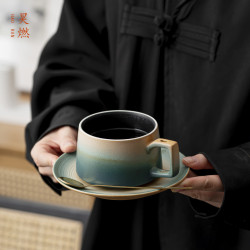 昊燃撞色咖啡杯子水杯高檔精緻陶瓷杯碟套裝高顔值馬克杯小衆設計
