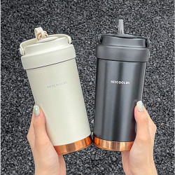 高顔值女生辦公室隨手咖啡杯陶瓷內膽不鏽鋼保溫杯學生家用吸管杯