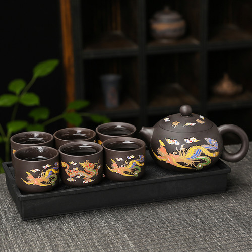 手工鳳鳴茶壺單壺陶瓷家用茶具禮盒套裝西施壺紫砂壺變色泡茶壺