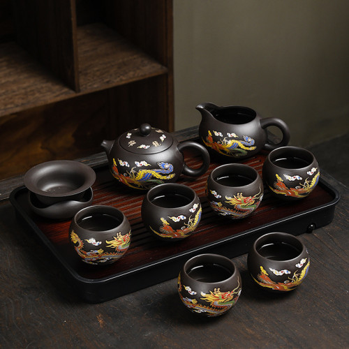 手工鳳鳴茶壺單壺陶瓷家用茶具禮盒套裝西施壺紫砂壺變色泡茶壺