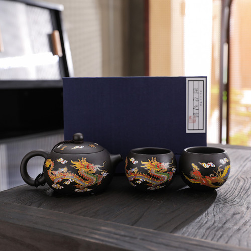 手工鳳鳴茶壺單壺陶瓷家用茶具禮盒套裝西施壺紫砂壺變色泡茶壺