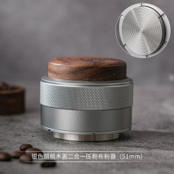 胡桃木恒定壓力壓粉鎚咖啡壓粉器布粉鎚按壓式意式咖啡51/58mm